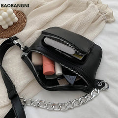 Small Crossbody Bag for Women Solid PU Leather Shoulder Handbag