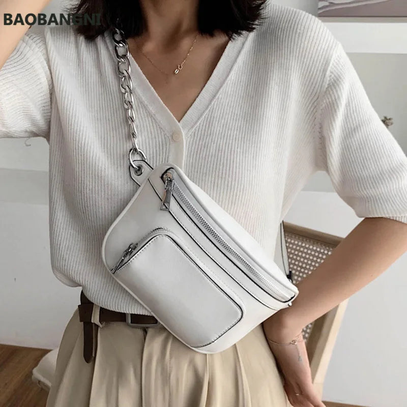 Small Crossbody Bag for Women Solid PU Leather Shoulder Handbag