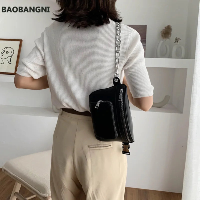 Small Crossbody Bag for Women Solid PU Leather Shoulder Handbag