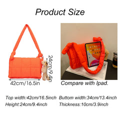 Winter Bear Shoulder Bag Quilted Space Cotton Tote Big Padded Bags