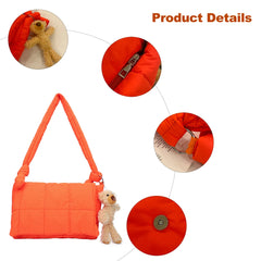 Winter Bear Shoulder Bag Quilted Space Cotton Tote Big Padded Bags