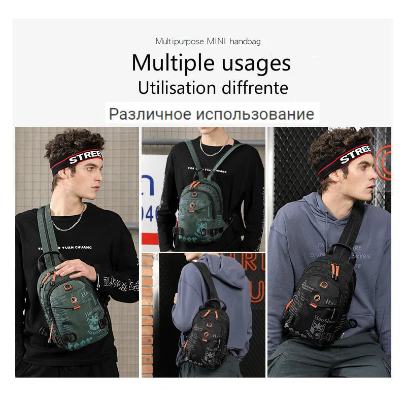 Men's Crossbody Messenger Chest Bag Waterproof Nylon Single Shoulder Pack