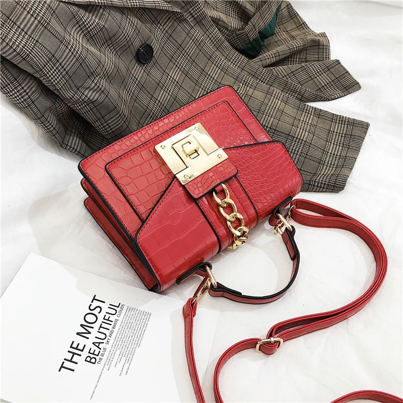 Crocodile Pattern Crossbody Bag Women Flap Handbag Shoulder Bag