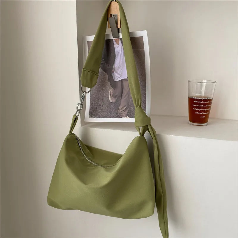 Solid Chain Knot Crossbody Bag for Women - Casual Messenger Shoulder Totes