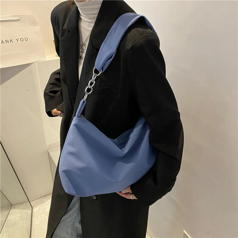 Solid Chain Knot Crossbody Bag for Women - Casual Messenger Shoulder Totes