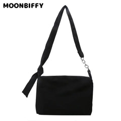 Solid Chain Knot Crossbody Bag for Women - Casual Messenger Shoulder Totes