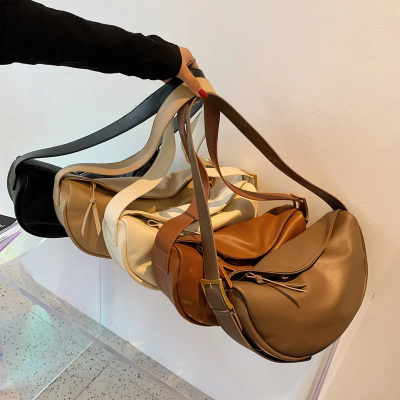 Vintage Crossbody Bag Large Capacity Soft Shoulder Handbag