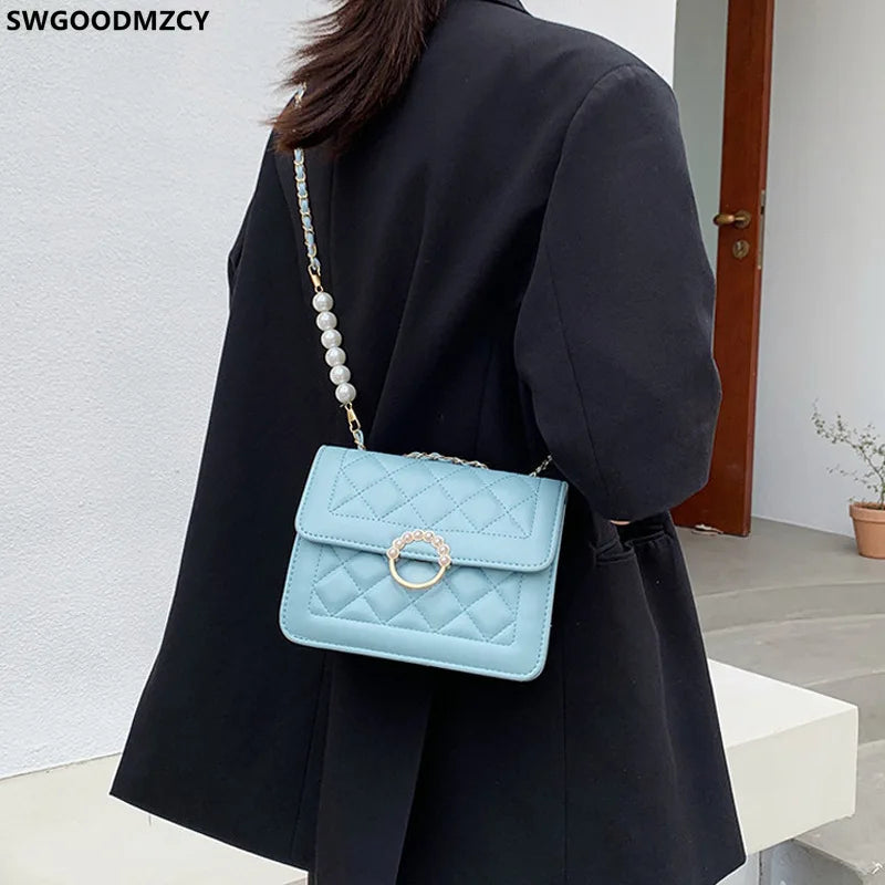Women's Square Shoulder Bag with Chain Strap