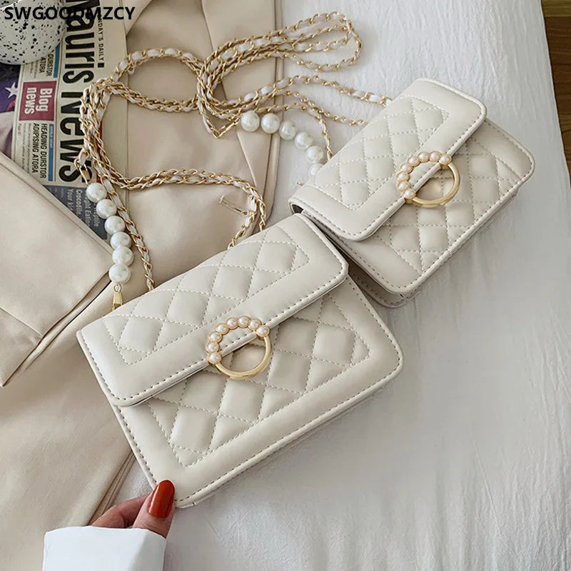 Women's Square Shoulder Bag with Chain Strap
