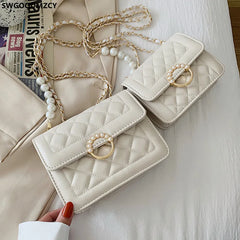 Women's Square Shoulder Bag with Chain Strap