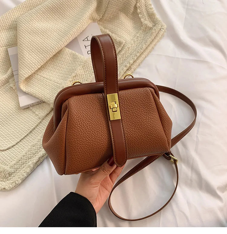 Vintage Crossbody Bag Lychee Pattern Messenger Handbag