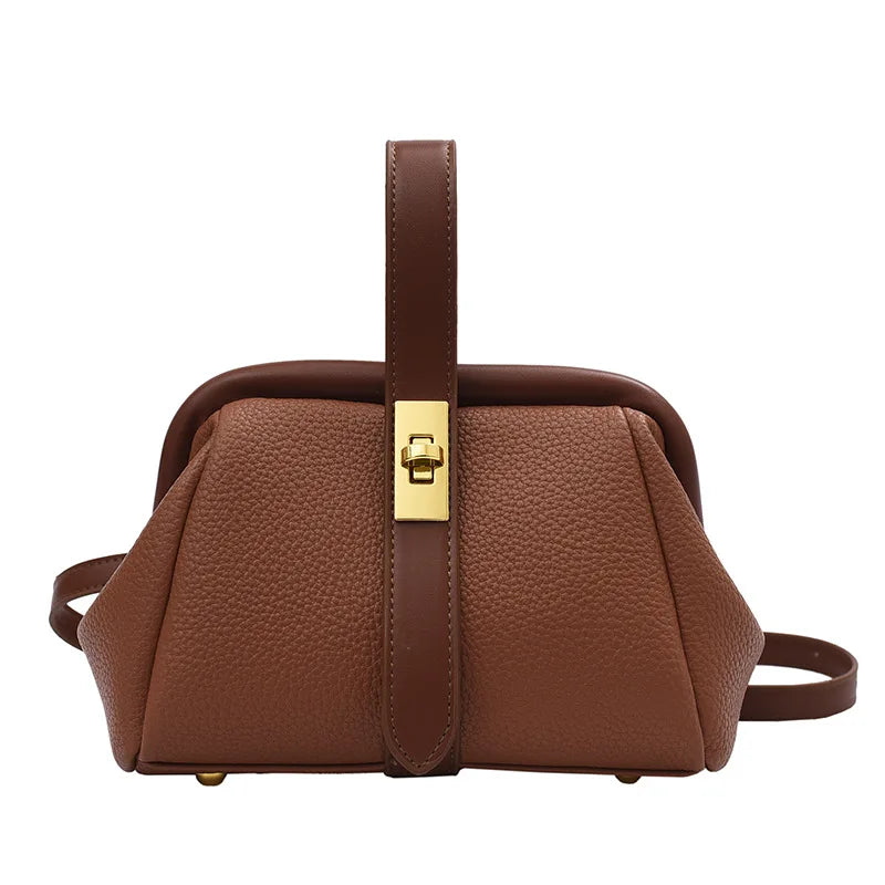 Vintage Crossbody Bag Lychee Pattern Messenger Handbag