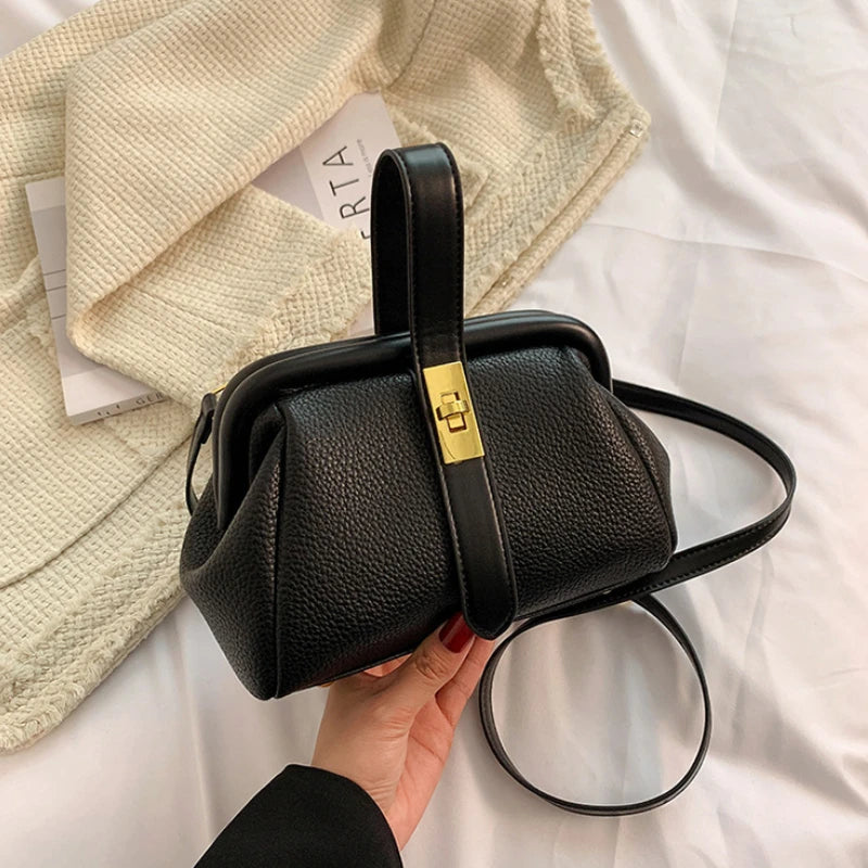Vintage Crossbody Bag Lychee Pattern Messenger Handbag