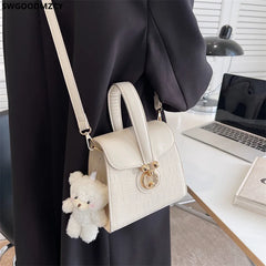 Leather Crossbody Bag for Women Square Handbag