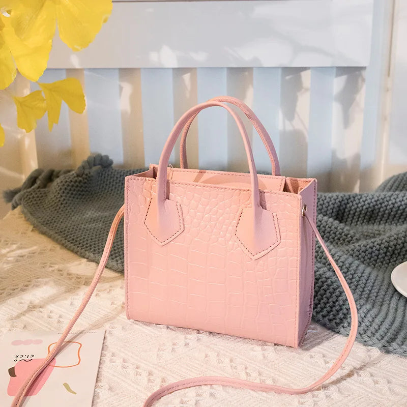 Crocodile Pattern Crossbody Handbag Vintage Style Shoulder Tote for Women