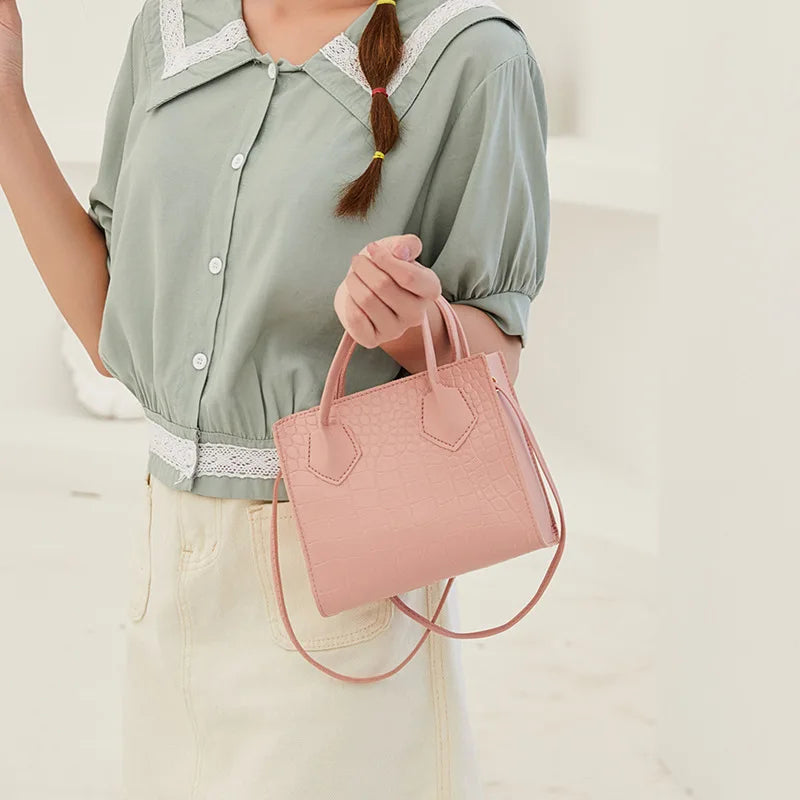 Crocodile Pattern Crossbody Handbag Vintage Style Shoulder Tote for Women