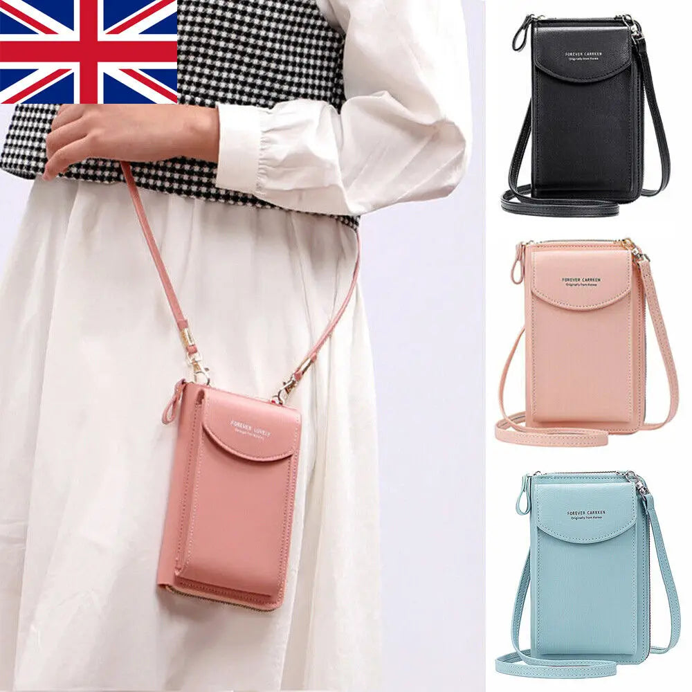 Mini Crossbody Wallet PU Leather Phone Bag Zipper Shoulder Pouch