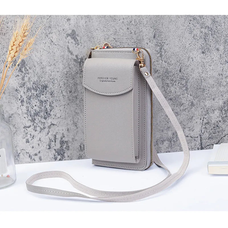 Mini Crossbody Wallet PU Leather Phone Bag Zipper Shoulder Pouch