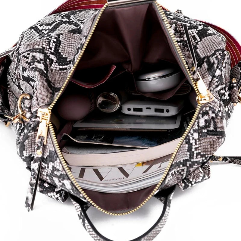 Snakeskin Print Crossbody Bag for Women