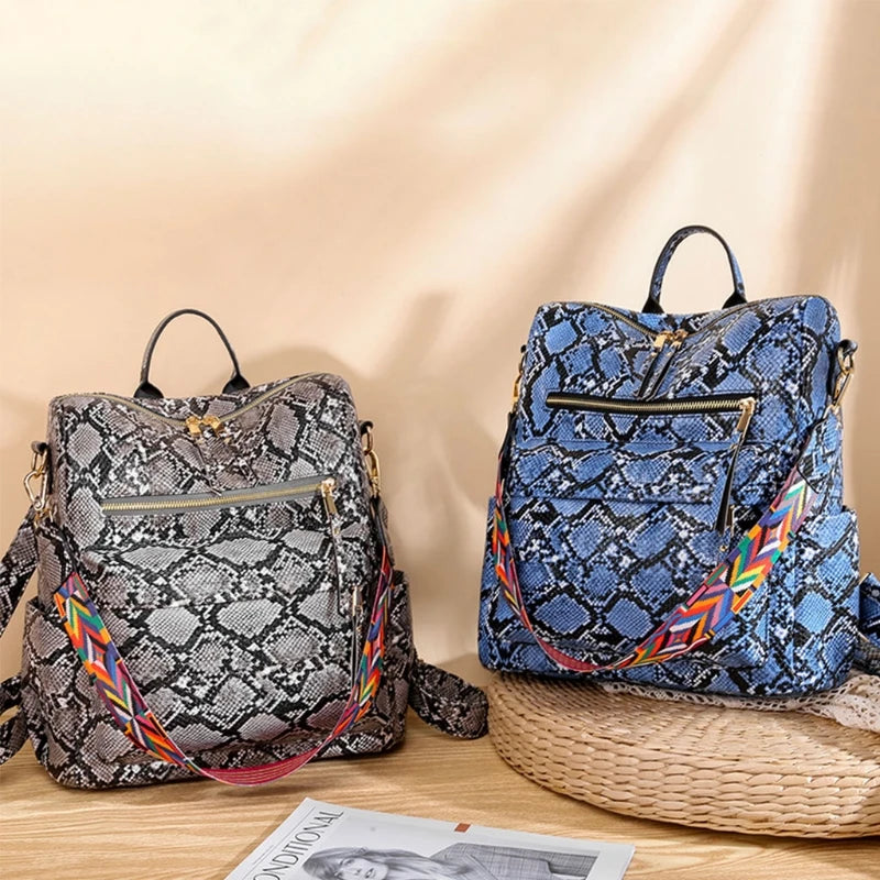 Snakeskin Print Crossbody Bag for Women