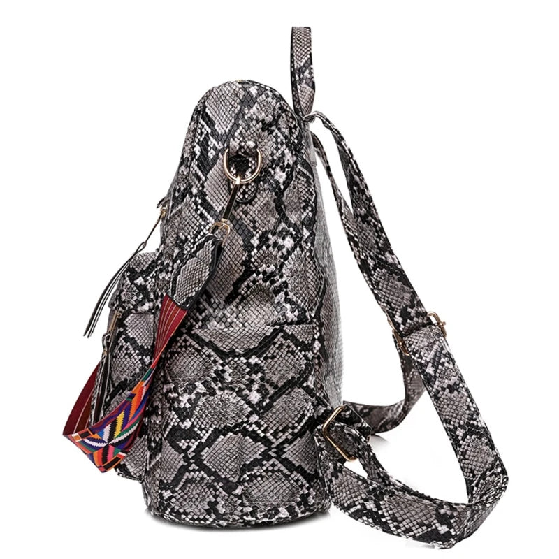 Snakeskin Print Crossbody Bag for Women