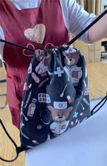 Cuphead Game Mugman Cartoon Drawstring Bag Backpack Daily Casual Boys Girls