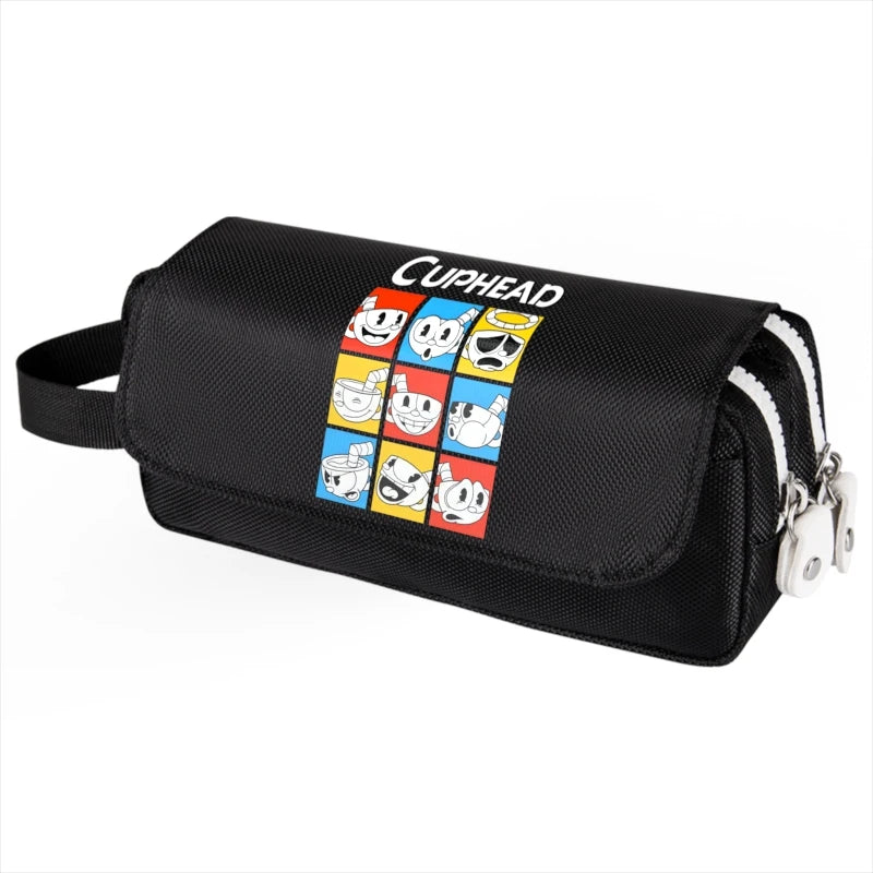 Cuphead Mugman Print Pencil Case Large Capacity Storage Bag