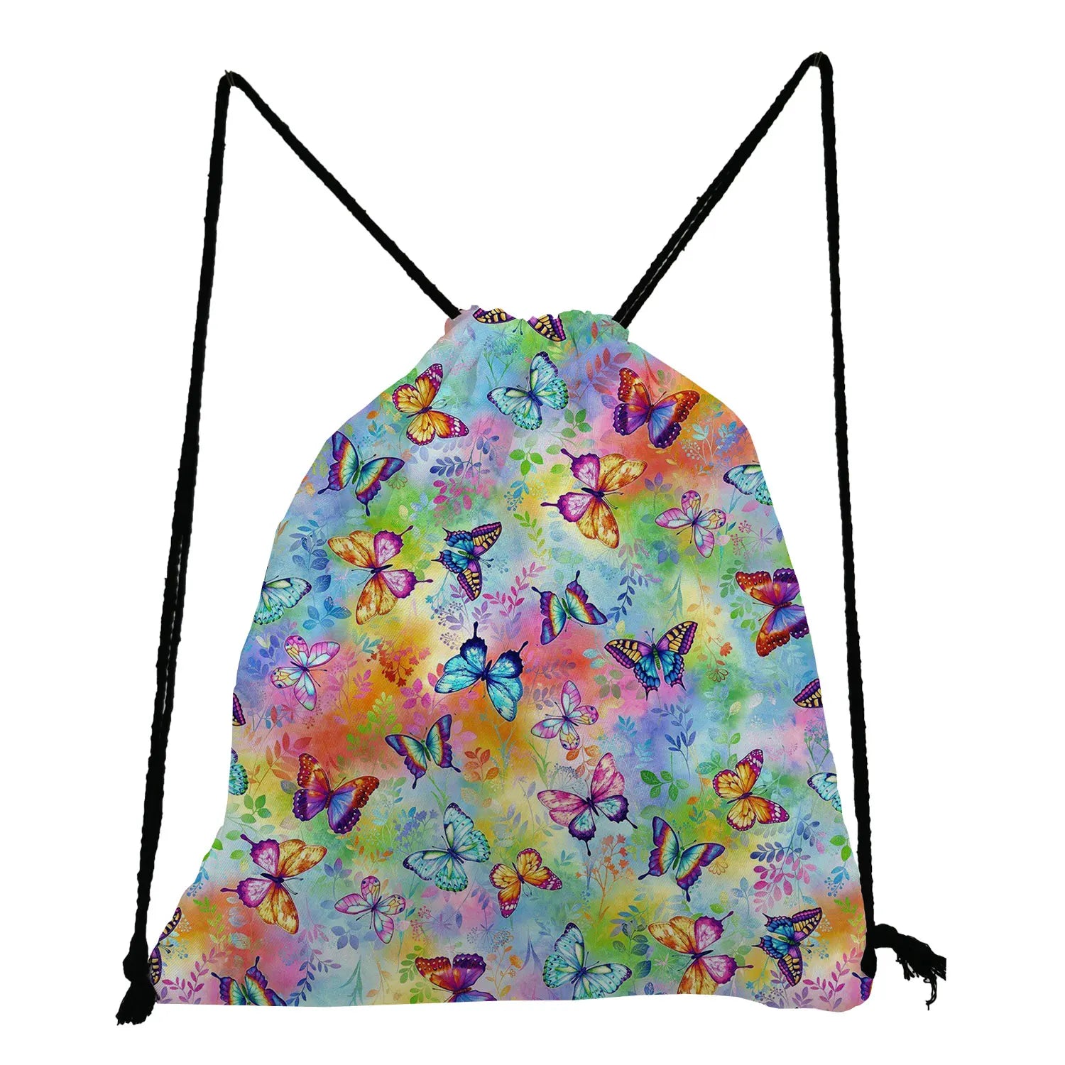 Women's Butterfly Print Drawstring Backpack High Travel Softback Bag