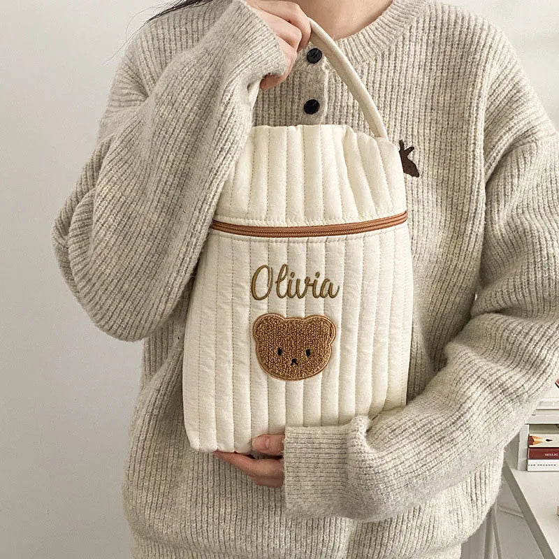 Embroidery Baby Diaper Bag for Mom Cotton Bear Mommy Bags Nappy Diapers