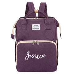 Embroidered Portable Diaper Bag Mummy Backpack with Baby Bassinet Bed