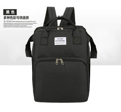 Embroidered Portable Diaper Bag Mummy Backpack with Baby Bassinet Bed