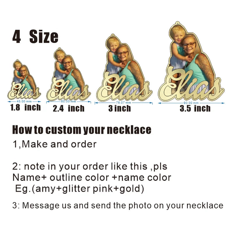 Personalized Photo Necklace Custom Picture Pendant Children Drawing Gift