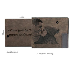 Engraved PU Leather Men's Bifold Wallet with Photo Inscription