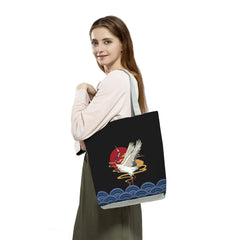 Japanese Tote Crane Print Shoulder Bag Handbag Travel Reusable