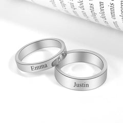 Double Name Ring Set - Mom Daughter Couple Rings - Family Jewelry