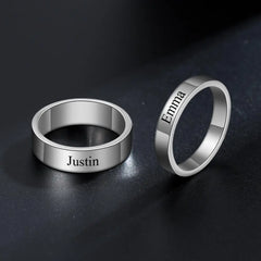 Double Name Ring Set - Mom Daughter Couple Rings - Family Jewelry