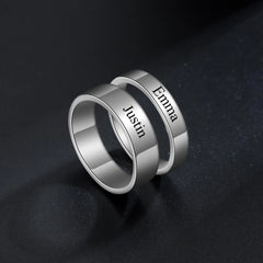 Double Name Ring Set - Mom Daughter Couple Rings - Family Jewelry