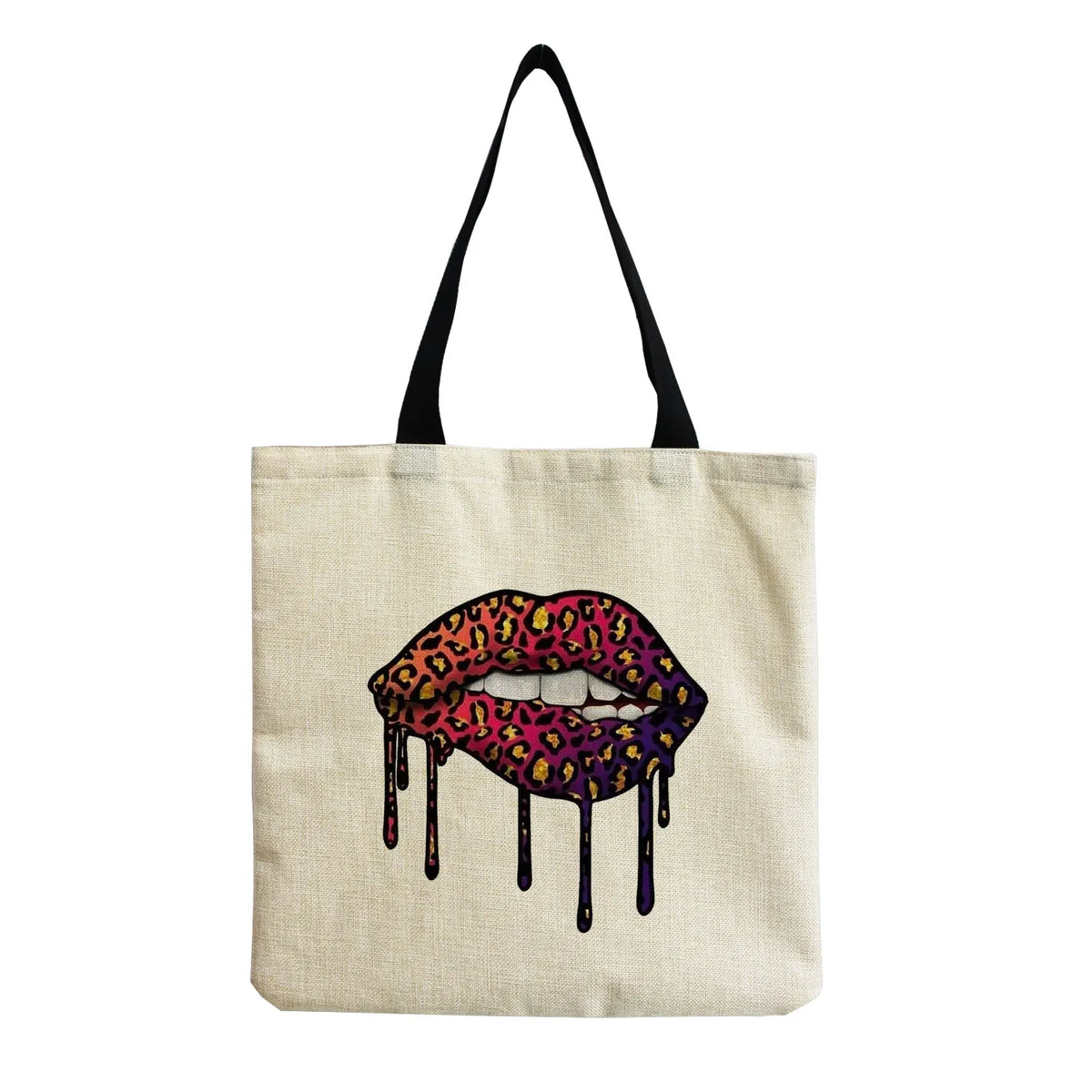 Leopard Lip Print Teacher Gift Tote Bag Eco Friendly Women Shoulder Bag