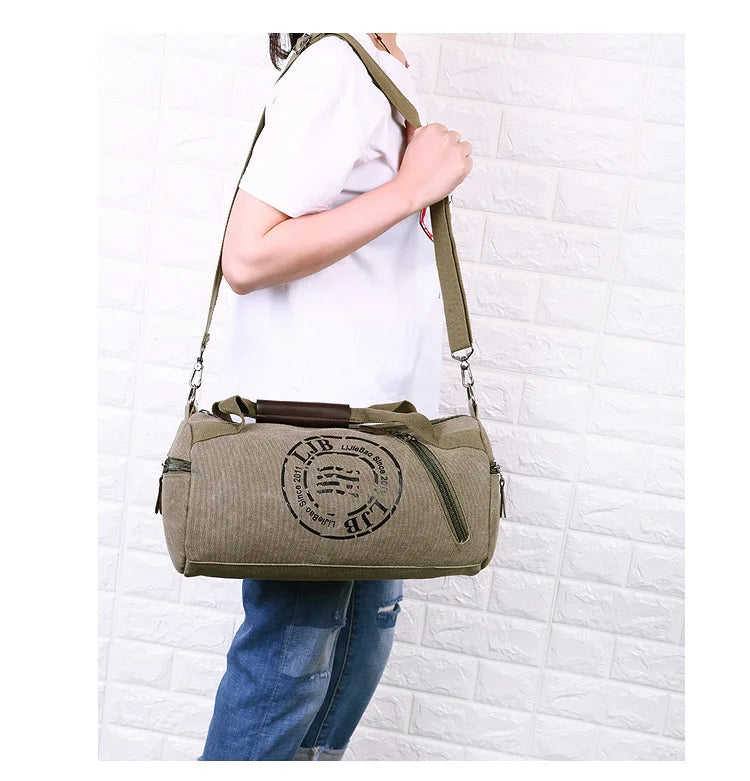 Canvas Casual Travel Bucket Bag- Retro Shoulder Bag