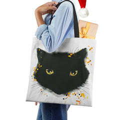 Watercolor Cat Painting Print Tote Bag Eco Reusable Shopper Shoulder Bags