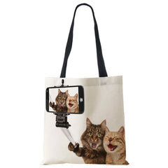 Watercolor Cat Painting Print Tote Bag Eco Reusable Shopper Shoulder Bags