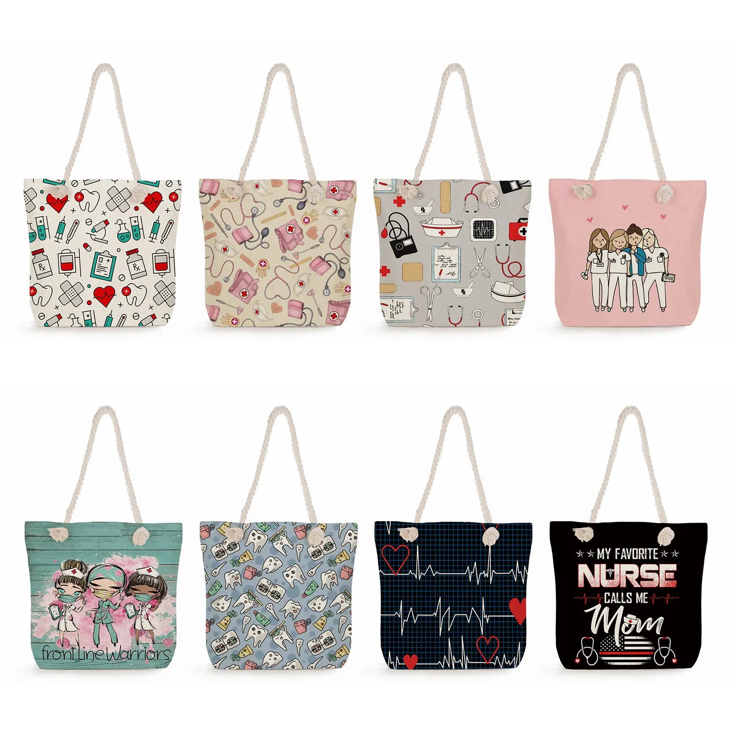 Eco-Friendly Nurse Print Tote Beach Bag for Women