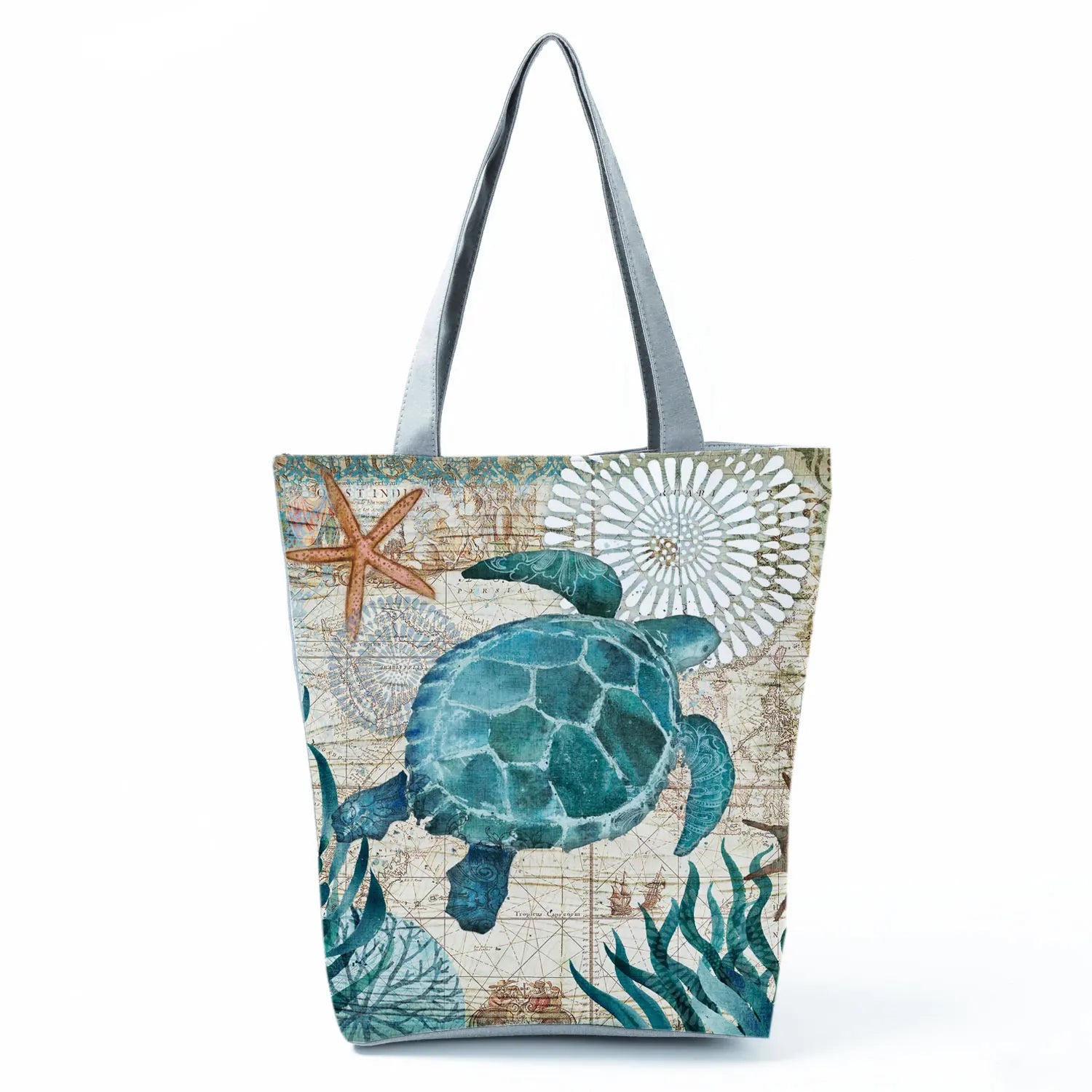 Tote Bag Seahorse Turtle Octopus Whale Printed Traveling Eco Reusable Bags