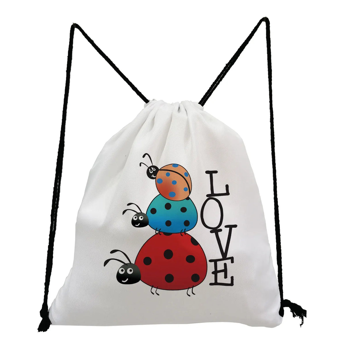 Bee Ladybug Pattern Insect Print Drawstring Backpack