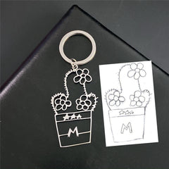 Custom Children's Drawing Keychain, Personalized Kid's Art Name Keyring
