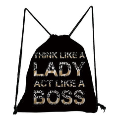 Leopard Lips Drawstring Backpack Gift School Book