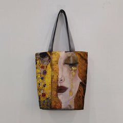 Oil Painting Tears Cloth Tote For Women Gustav Klimt Handbag