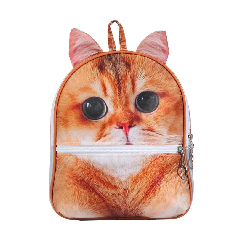 3D Animal Cat Print Backpack Lightweight Travel Rucksack Shoulder Bag