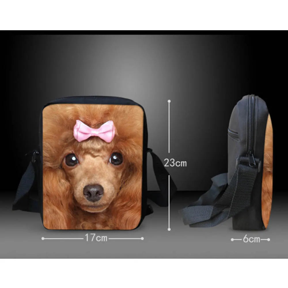 3D Pomeranian Women Mini Messenger Bag Travel Casual Shoulder Bags