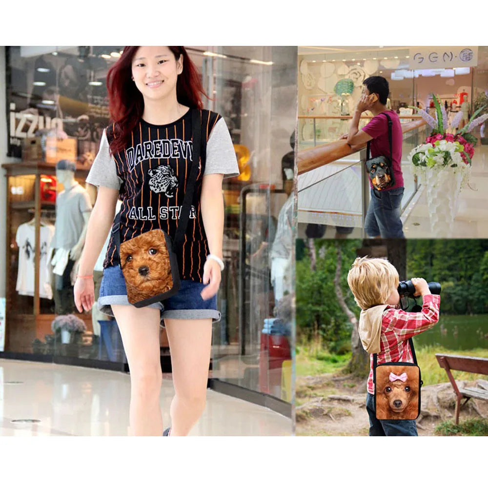 3D Pomeranian Women Mini Messenger Bag Travel Casual Shoulder Bags